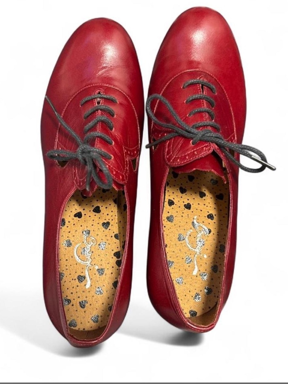 Women's Red Leather Lace-Up Heels